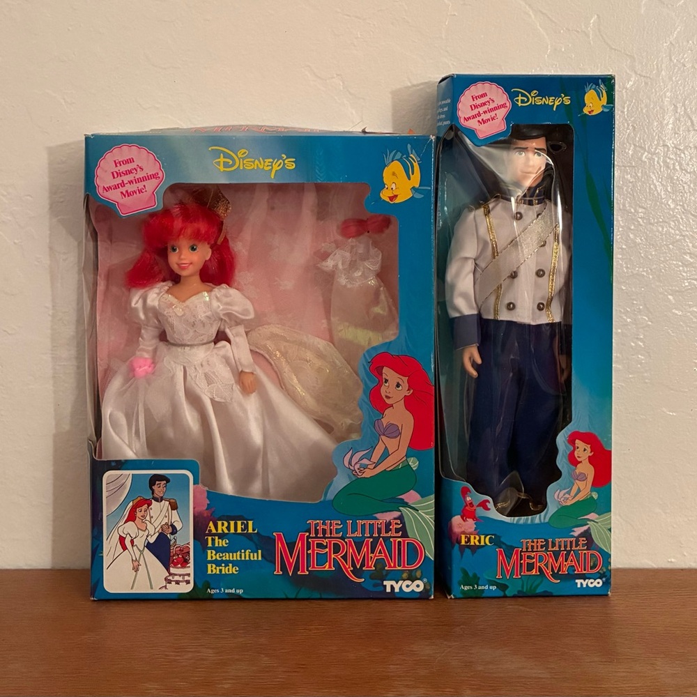 1991 The Little Mermaid Ariel Bride and Eric Dolls NRFB